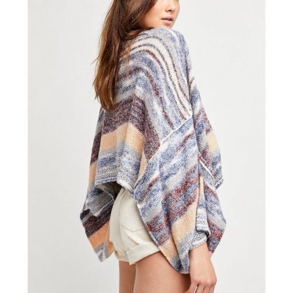 NWT Free People Multicolored Soft Knit Poncho Sweater | Boho Cottagecore Fairy S - Picture 3 of 6